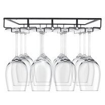 Maypes Wine Glass Holder – Practical Under Cabinet Wine Glass Hanger – Heavy-Duty Metal Wine Glass Holder Under Cabinet – Space Saving Hanging Wine Glass Rack for Kitchen and Bar - 4-Rack