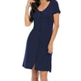 thumbnail image 3 of Shine Up Nightgowns for Women Button Down Pajamas Dress Short Sleeve Scoop Neck Sleepwear, 3 of 7