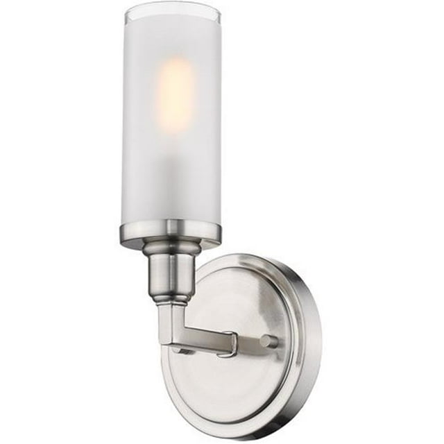 Golden Lighting 8209-BA1 PW-FRST Ellyn 1 Light Bath Vanity with Frosted Glass & a Clear Rim Accent, Pewter