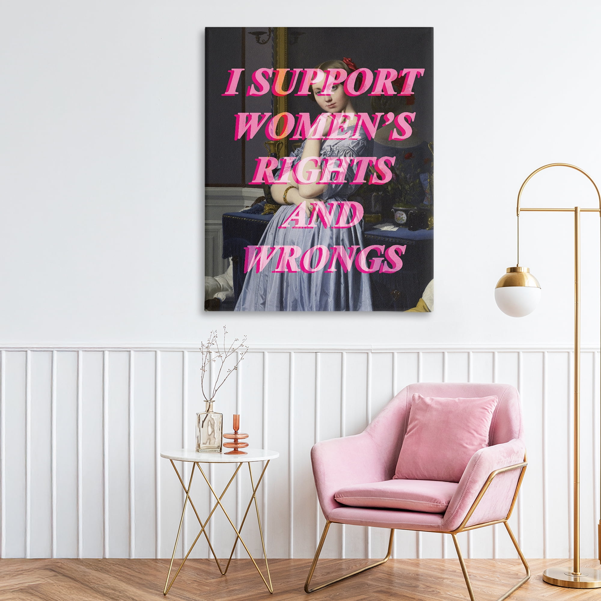 I Support Women's Rights & Wrongs Canvas Wall Art, design by Lil' Rue