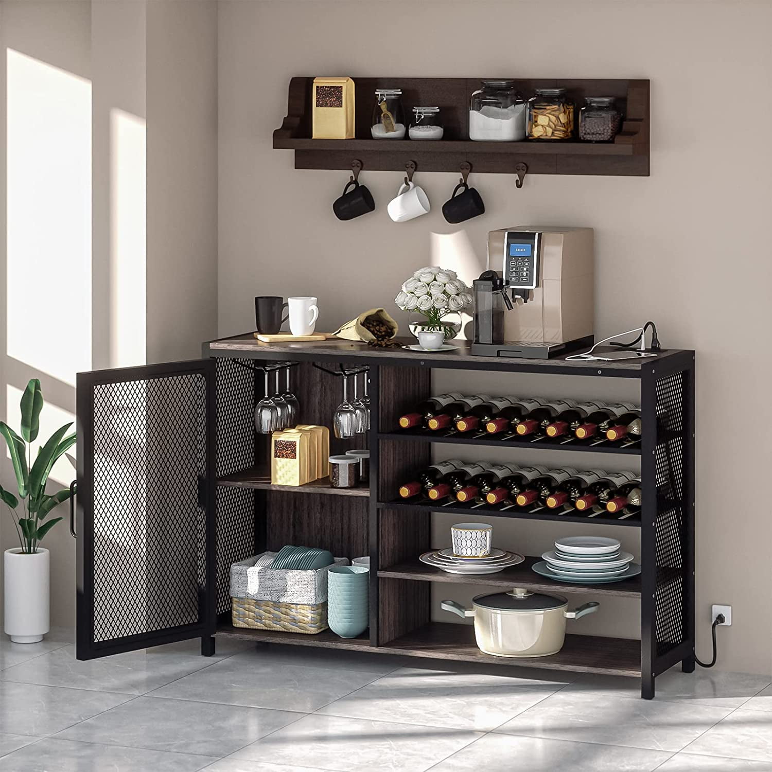 luxury WASAGUN Bar with Wine Glass Holder and Wine Storage Wine