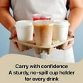 thumbnail image 2 of Pokanic 4 Cup Tray Carrier [25 Pack] 8 to 32 oz No-Spill-Mess Biodegradable Eco-Friendly Disposable Cup Hot Cold Coffee Beverage Drinks Take-Out Togo Delivery Shop Restaurant (25 Pack, 4 Cup Tray), 2 of 5