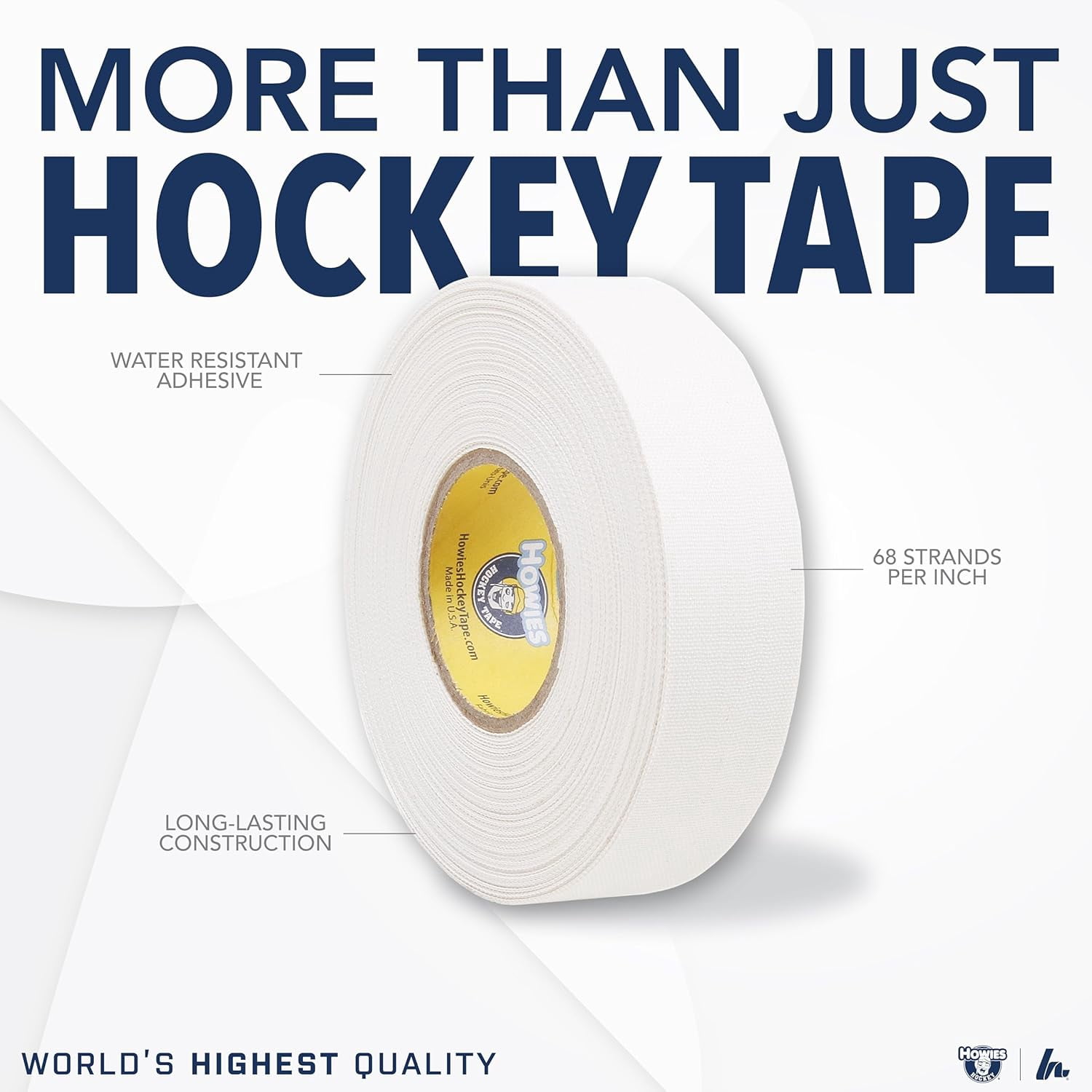 Howies Hockey - 1.5" White or Black Cloth Stick Tape Bulk - 9 Pack - Strong Grip, Long-Lasting Adhesive Stick Tape for Sports - 1.5" x 15 Yards - Professional Quality
