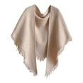 thumbnail image 3 of Uaswgudfs Women's Solid Color Triangle Fringe Shawl Wrap Autumn Winter Outerwear Versatile Scarf Stole Casual Outfit Beige Free Size, 3 of 3