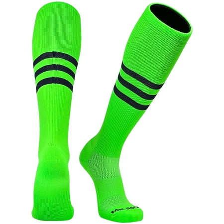 

Mk Socks Competitor Baseball Football Soccer Knee High Socks - Neon Green Navy (L)