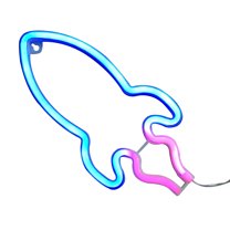 Hemoton  Rocket Neon Sign Vibes Night Light Trendy Christmas Decor Blue