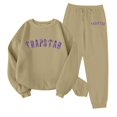 thumbnail image 1 of Trapstar Chandails Molletonnés à Col Rond pour Femmes Ensembles Manches Longues Graphiques Chandails Molletonnés pour Femmes Amples Trapstar Style de Rue Hip-hop Chandails Molletonnés à Enfiler+pantalon de Survêtement Ensemble pour Femmes de 2 Vêtements Classiques pour Femmes (Kaki, 2TG), 1 of 3