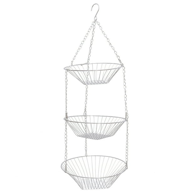 3-Tier Wire Hanging Basket Stainless Steel Basket Fruit Swing Bowl ...