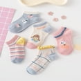 thumbnail image 3 of JUNWELL 5 Pairs Of Interesting And Personalized Cartoon Letter Stripe Grid Apple Little Girl Pattern Fashionable All-Match Kids Socks Daily Short Mesh Socks, 3 of 7
