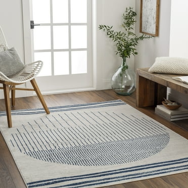 Mark&Day Area Rugs, 6ft Round Neerbosch Modern Navy Blue Area Rug (6'7" Round)