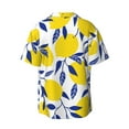 thumbnail image 2 of Naloa Tropical Lemon Men's Loose Fit Cuban Collar Short-Sleeve Shirt with Button-down and Chest Pocket for Everyday Wear Outings - XX-Large, 2 of 7