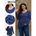 thumbnail image 6 of FlorCurve Long Sleeve Shirts for Women Plus Size V Neck T-Shirts Solid Casual Tunic Tops, Blue 2XL, 6 of 7