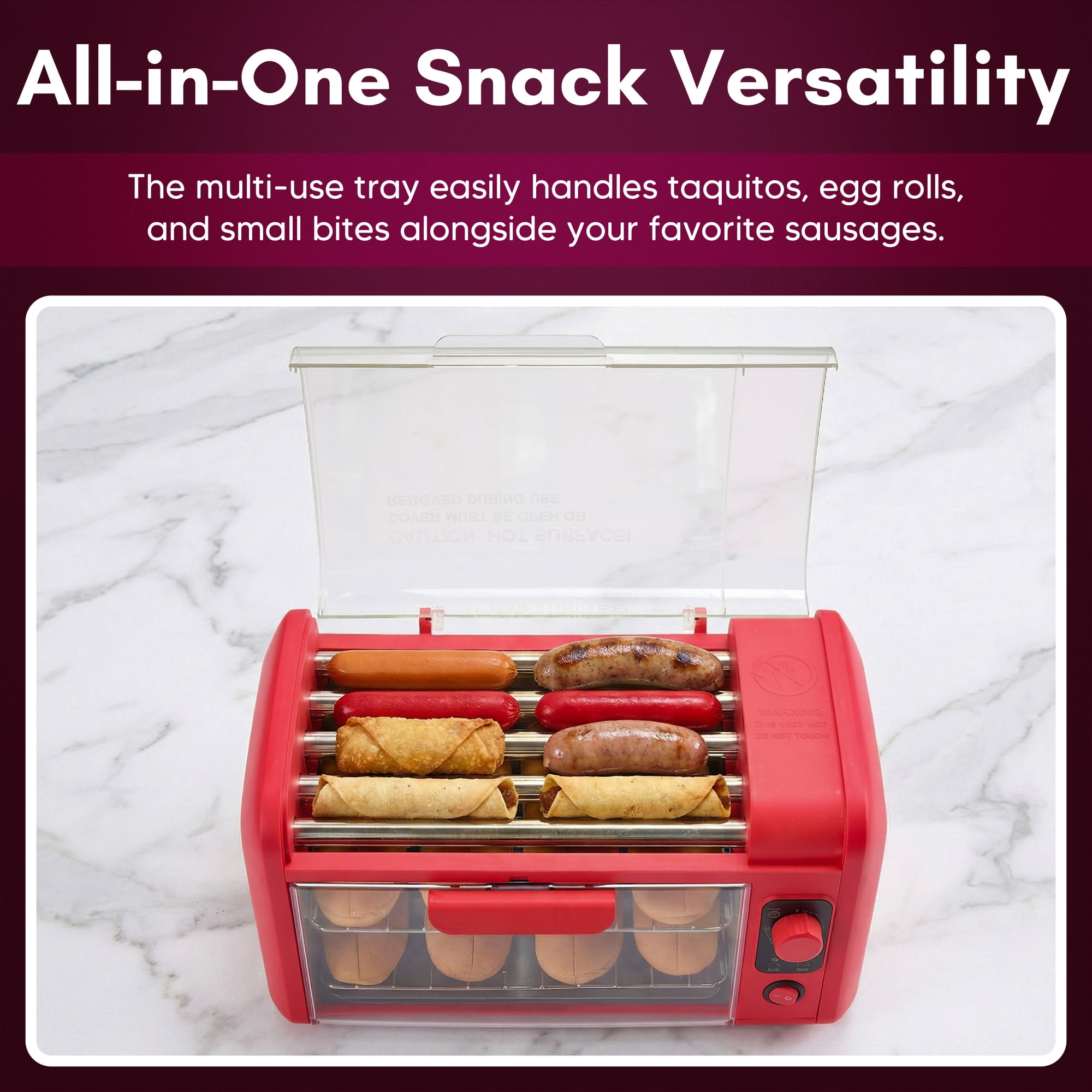 Elite Cuisine EHDL0062 8 Hot Dog Roller & Toaster Oven