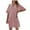Pink, variant on QUYUON Women T Shirt Linen Dress Spring Summer Notched V Neck Short Sleeve Mini Dresses with Pockets Casual Loose Blouse T-Shirt Short Dress Style D-7061 Pink L