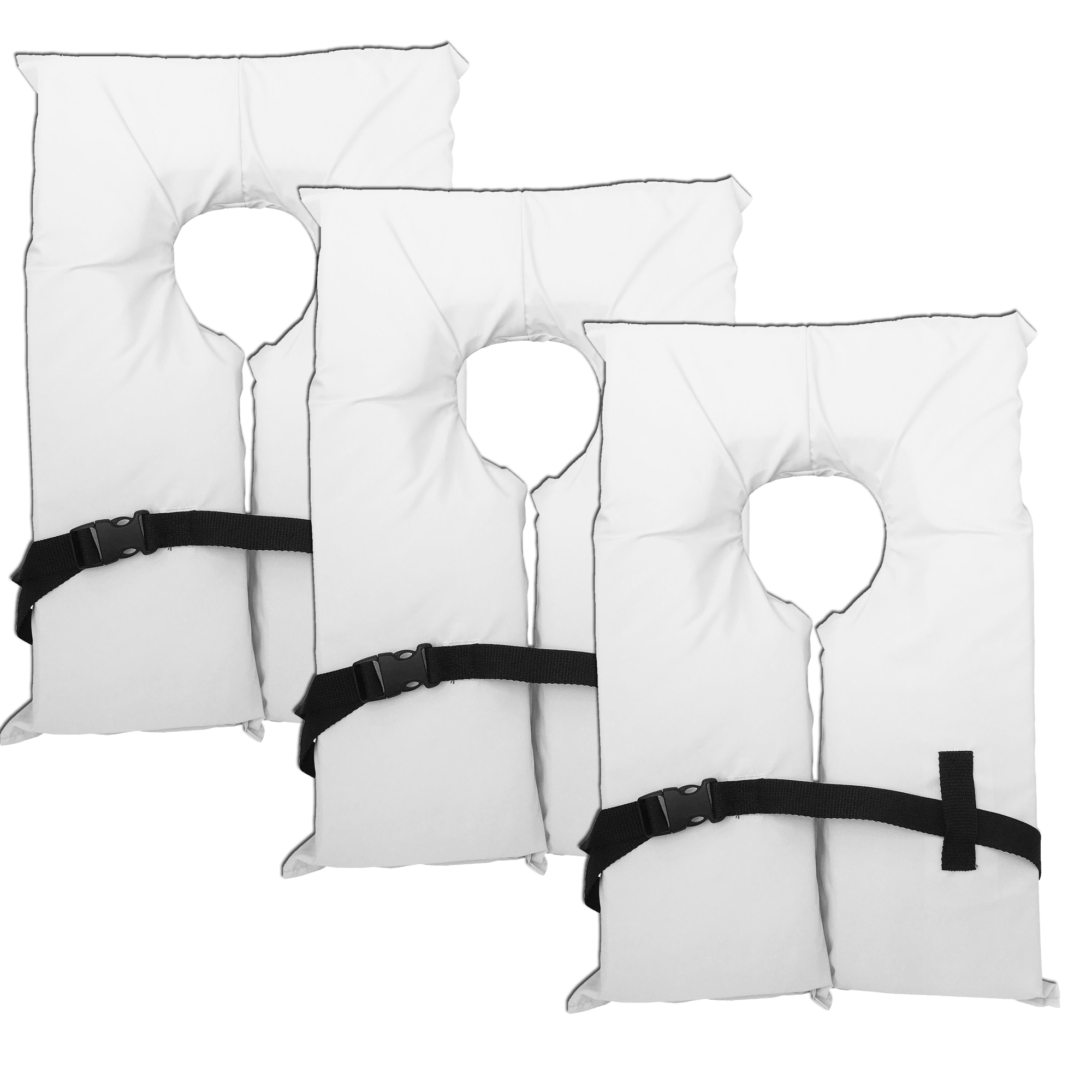 3 Pack Type II White Life Jacket Vest Adult Universal Boating PFD