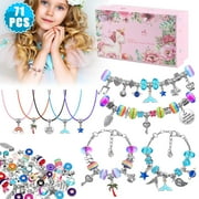 Celectogo DIY Charm Bracelet Making Kit – 71 Pcs Jewelry Craft Set with Unicorn & Mermaid Charms, Perfect Christmas & Holiday Gift for Girls Ages 7-12