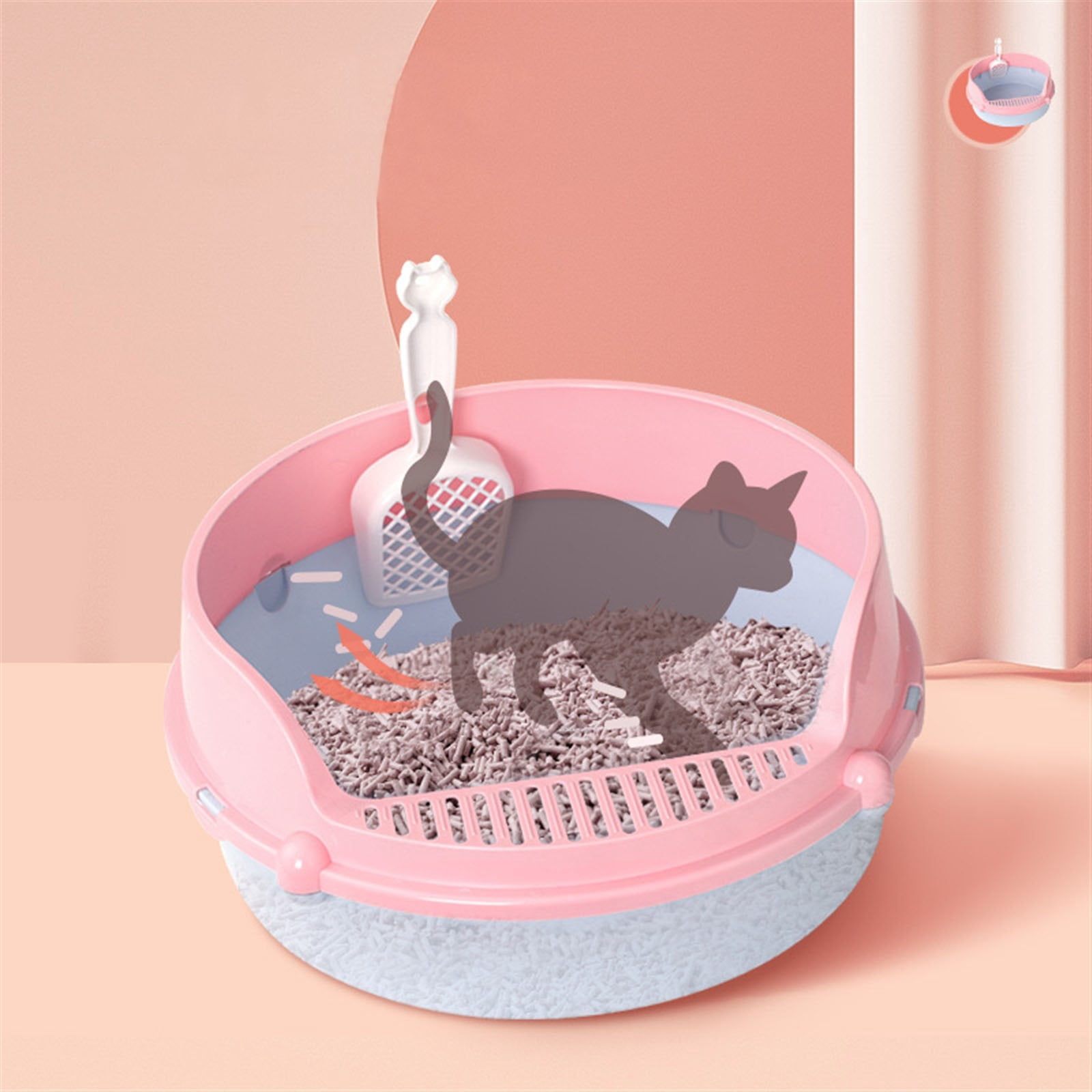 Open Cat Litter Box, Semi-Enclosed Removable Cat Toilet, High Side Anti-Splashing Cat Toilet, Prevent Sand Leakage Easy to Clean