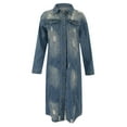 thumbnail image 4 of hgsbede Women Coats Plus Size Clearance Women's Mid Length Casual Handsome Distressed Denim Long Trench Coat, 4 of 6