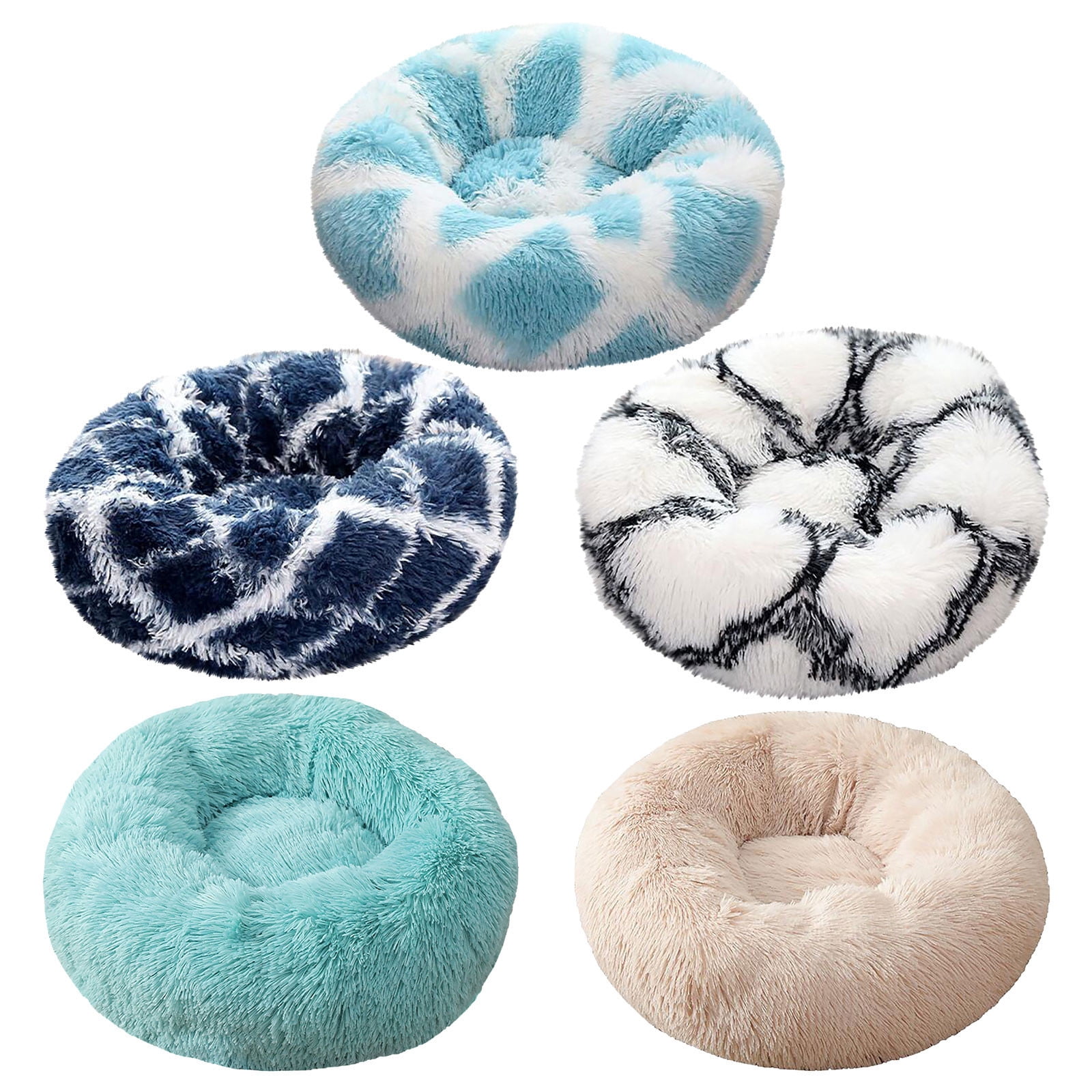 PureCasa Comfort Soft Dog Cat Bed for Fall Winter, Plush Resilient Fluffy Pet Bed Kennel, Cushion Sleeping Pad for Small Cats Dogs, Modern Decor, Gradient, Round, 1 Pack, XL 32"x32"x8", Light Blue
