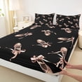thumbnail image 3 of Feelyou Ballet Shoes Girls Full Size Sheets, Black Pink Bowknot Bed Sheets, Kawaii Princess STyle Sheet Sets, Breathable Home Decor, 4pcs, 3 of 7