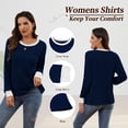 thumbnail image 3 of SHIBEVER Long Sleeve Shirts for Women Fall Womens Tops Crew Neck Lightweight Long Sleeve Tops for Women Dark Blue XL, 3 of 8