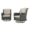 thumbnail image 2 of MeetLeisure 2 Pieces Outdoor Patio Furniture Wicker Swivel Chair with Cushions for Backyard, Beige, 2 of 9
