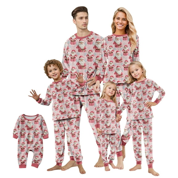 Christmas Family Matching Pajamas Sets, Thickened Plush Warm Flannel, Merry Christmas Pajamas, Long Sleeved Pajamas 2Pcs Set, Xmas Festival Pjs, Christmas Theme Pajamas