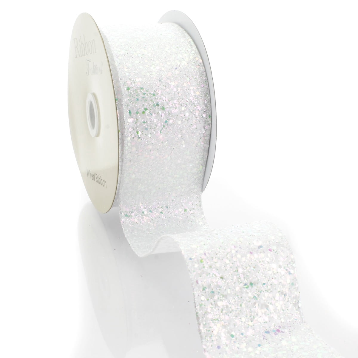 Ribbon Traditions 2 1/2" Wired Spangle Ribbon Iridescent White - 10 Yards
