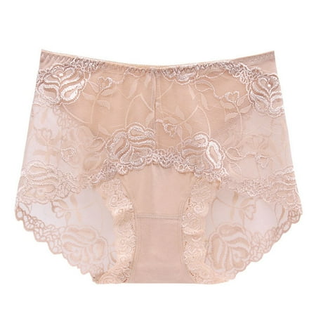 

ZMHEGW Seamless Underwear For Women Mid High Waist Lace Transparent Seamless Large Size Lift Briefs Women s Crotchless Panties