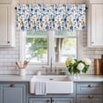 thumbnail image 2 of Blue Flowers Farmhouse Short Window Curtain Valances, Spring Watercolor Oil Painting Floral Plant Rod Pocket Kitchen Valances for Living Room Bedroom Bathroom Cafe 42" x 18", 2 of 8
