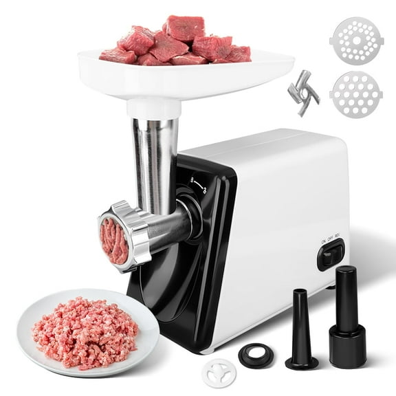 Fyydes Electric Meat Grinder, Max Sausage Stuffer with 2 Blades, 2 Grinding Plates, 2 Sausage Tubes, 2500W Meat Grinder Heavy Duty for Home Kitchen Use, Stainless Steel