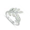thumbnail image 4 of CHOOSE YOUR COLOR White Simulated Opal Branch Wrap Leaf Ring .925 Sterling Silver Band CZ Female Size 10, 4 of 4