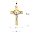 thumbnail image 3 of 14K Two Tone Gold Jesus Crucifix Cross Pendant with 1.7mm Flat Open Wheat Chain Chain Necklace - 22", 3 of 5