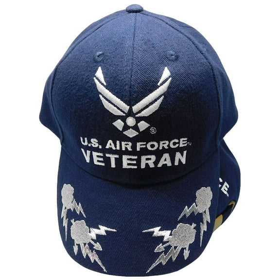 Air Force Veteran Wings Insignia Sky Storm Navy Blue Cap Hat Officially Licensed