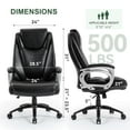 thumbnail image 6 of Ergonomic Computer Task Chair--Big and Tall Office Chair 500LBS Thick Padded Wide Seat High Back Executive Leather Chair Adjustable Task Chair Lumbar Back, Heavy Duty Office Desk Chairs(Black), 6 of 10