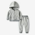 thumbnail image 3 of Esaierr Newborn Toddler Baby Boys Girls Tracksuit Outfit for 6M-5Y Hooded Zipper Shirt Tops Jogging Pants Set 2 Pieces Sweatshirt Solid Color Spring Fall Set, 3 of 8