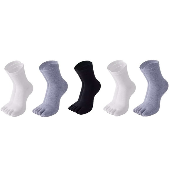RENACLIPY  5 Pairs Men Anti-Odor Sweat Absorbent Cotton Running Toe Socks 11×3.9×0.2in