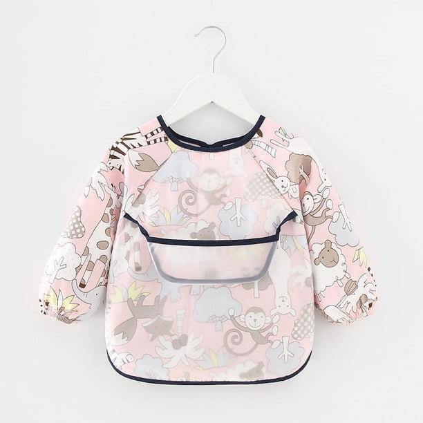 Mono para niños, impermeable, de manga larga, antiadherente, ropa de comer para bebés, delantal, babero de algodón para niños