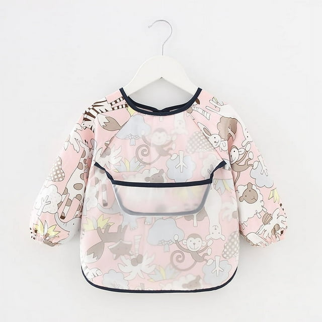Mono para niños, impermeable, de manga larga, antiadherente, ropa de comer para bebés, delantal, babero de algodón para niños