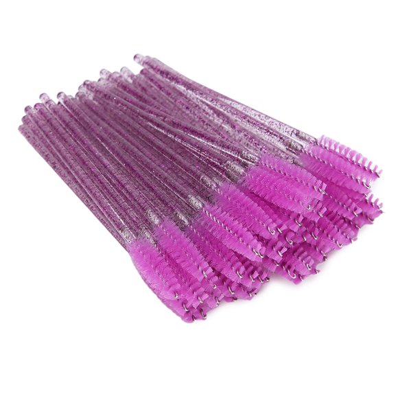 Cepillo de maquillaje de nailon portátil Ecomeon 50 piezas varillas de rímel desechable para cejas y pestañas morado