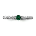thumbnail image 4 of 925 Sterling Silver Stackable Expressions Created Emerald Single Stone Ring Size: 5; for Adults and Teens; for Women and Men, 4 of 5