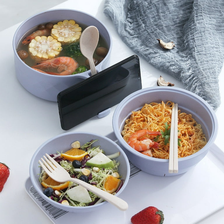 Wovilon Ramen Cooker Ramen Bowl Set With Chopsticks Microwave  Noodle,College Dorm Room Essentials For Girls For Boys Apartment-Creamy  White 