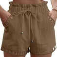 thumbnail image 5 of Riforla Ladies' Solid Color Thin Hollow Out Design Pocket Tight Waist Shorts for Women Brown XXL, 5 of 9