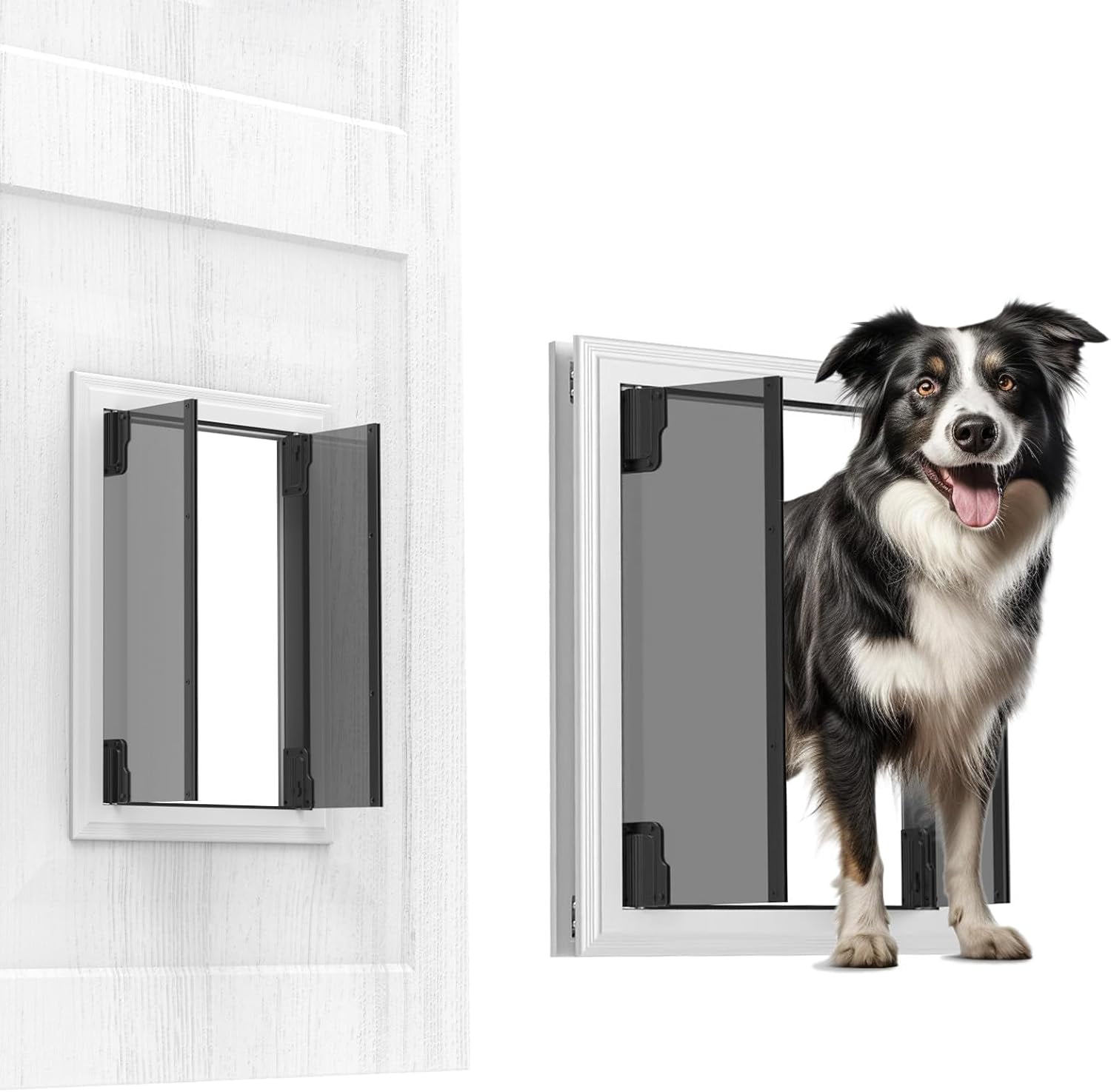 Baboni Safe Doggie Cat Pet Door, X-Large, Steel Frame, Telescoping