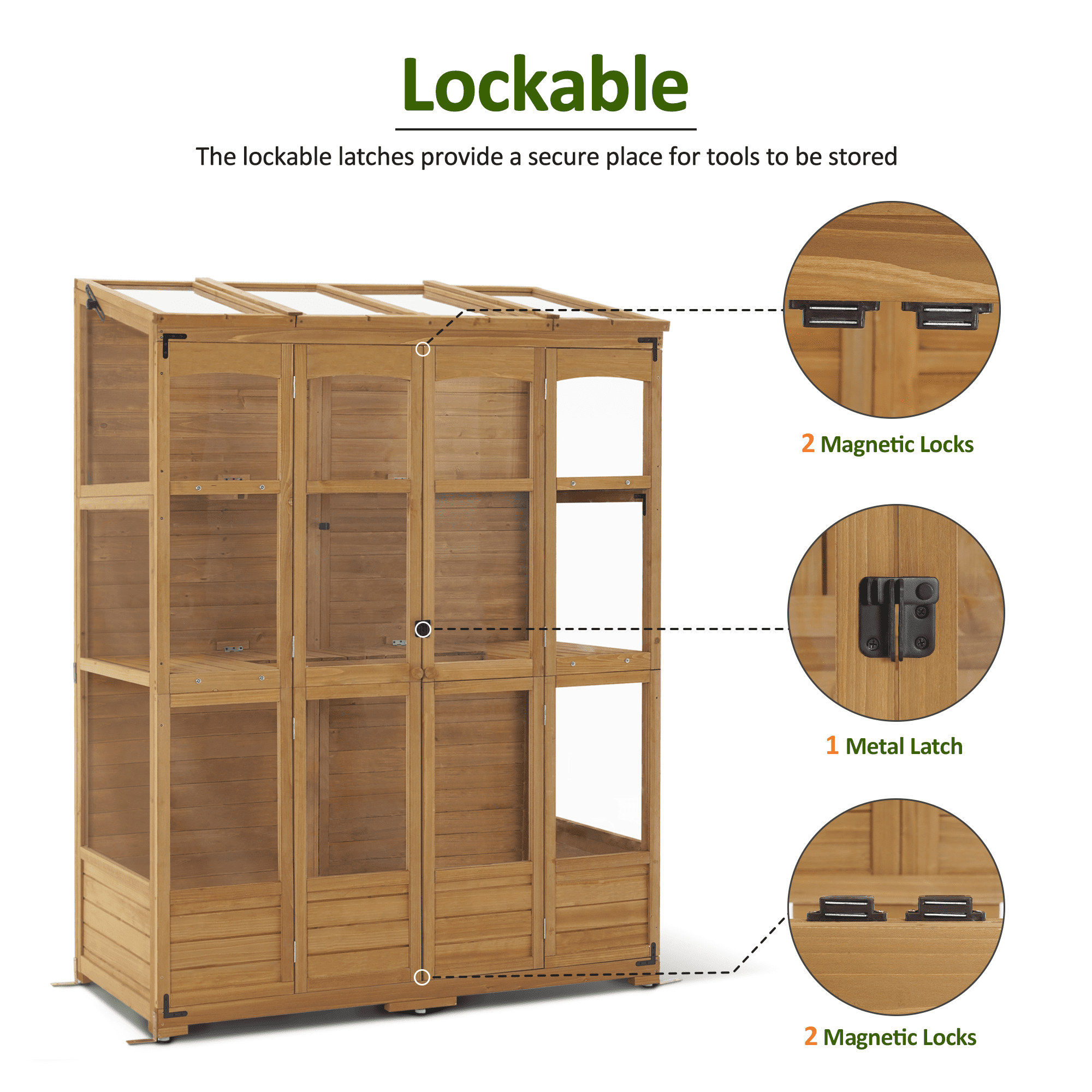 MCombo Wood Walk-In Outdoor Greenhouse, 57.9" x 28.5" x 73.4"