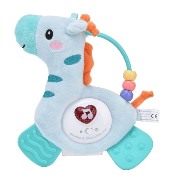 Baby Sensory Toy, Infant Soft Horse Plush Doll Musical Toy with Rattle Squeaker Pull Ring Toddler Stuffed Animal Toy Educational Interaction Toy for Gift[Green]