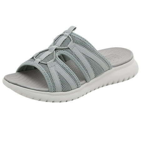 

CAICJ98 Walking Shoes Women 2023 Summer Fashion Outerwear Flat Bottom All Student Beach Non Slip Soft Bottom Sports Female Sandals Gray
