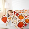 thumbnail image 4 of Manfei Thanksgiving Print 7 Pieces Full Size Bedding Sets,Halloween Themed Skull Full Size Bed in a Bag,Light Gray Reversible, 4 of 7