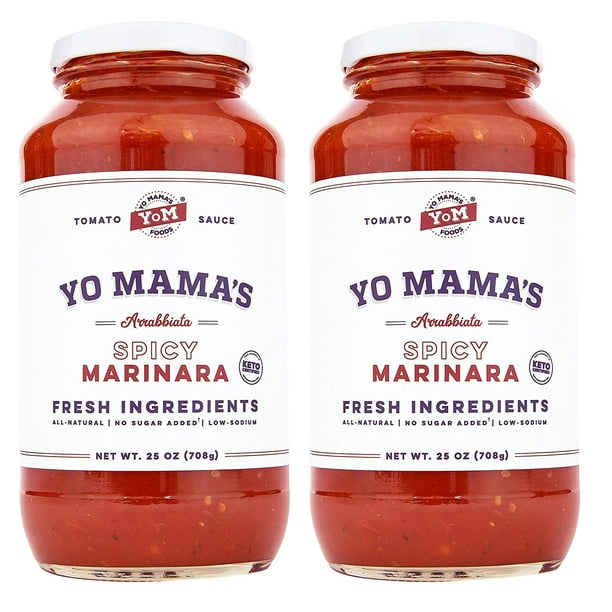 Yo Mama’s Foods Keto Spicy Marinara Sauce (2) 25 Ounce Jars All