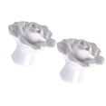thumbnail image 3 of Rose drawer knobs 2pcs Rose Shaped Ceramic Kitchen Cupboard Cabinet Drawer Door Knobs Pull Handles (White), 3 of 6
